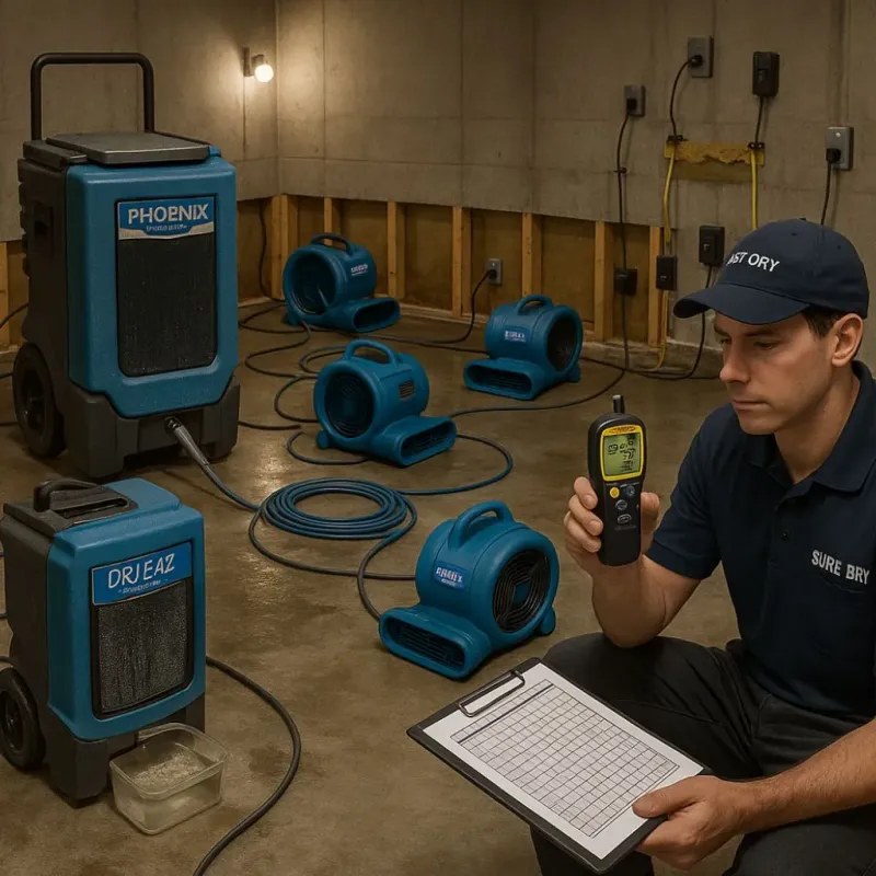 Structural Drying and Dehumidification process in Kemp Mill, MD